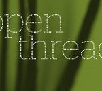 green background, words that say open thread