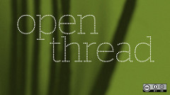 green background, words that say open thread